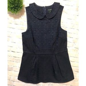 J. Crew Navy Blue Jacquard Peplum Peter Pan Top